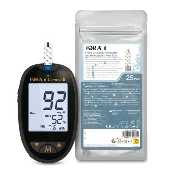 FORA 6 Connect Bluetooth, 3 in 1 (Blutzucker, Hämoglobin, Hämatokrit) Teststreifen 25 stück