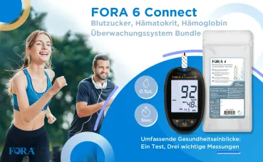 Preview: FORA 6 Connect Bluetooth, 3 in 1 (Blutzucker, Hämoglobin, Hämatokrit) Teststreifen 25 stück