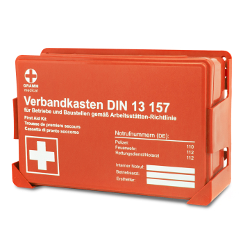 Betriebsverbandkasten MINI + Wandhalterung, orange, DIN 13 157