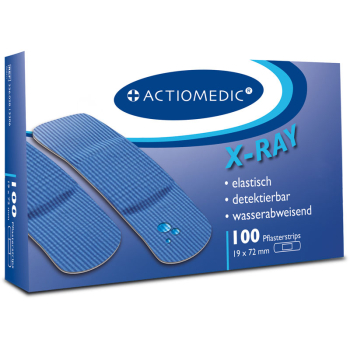 ACTIOMEDIC® X-RAY + AQUATIC Pflasterstrips, 19 x 72 mm, Pack à 100 Stück