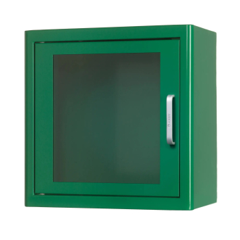 AED Wandschrank, unbeheizt, mit Alarm aus Metall, grün, für Innenbereich
