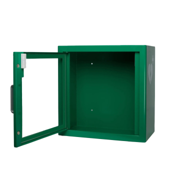 Preview: AED Wandschrank, unbeheizt, mit Alarm aus Metall, grün, für Innenbereich – Ansicht 2