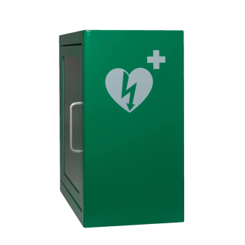 Preview: AED Wandschrank, unbeheizt, mit Alarm aus Metall, grün, für Innenbereich – Ansicht 3