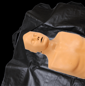 Preview: HERZmed Rettungstuch EINWEG BLACK, 10 Griffe ca. 200x80cm, max. 200kg – Ansicht 2