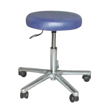 Drehhocker, Aluminiumgestell, Rollen für Weichböden, Blau