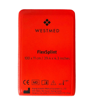 WESTMED® Flex Splint Universalschiene, rot/grau Xtra Large – 100 x 11 cm