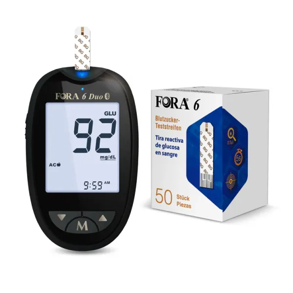 Diabetes-set- FORA 6 Duo mit 50 Blutzucker(BG)-Teststreifen