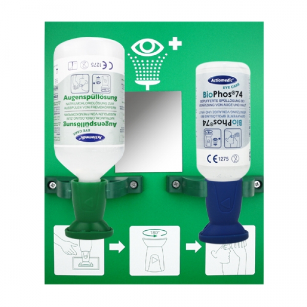 Augenspülstation DOUBLE 2 incl. 1xNaCl 500ml + 1xBioPhos74 250ml