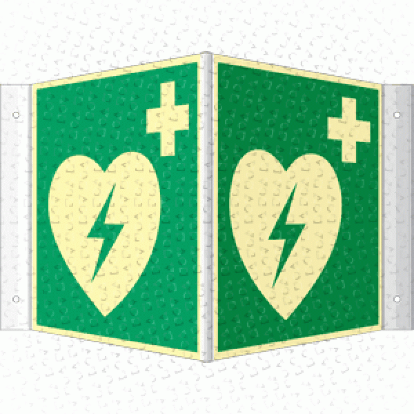 Defibrillator Winkelschild langnachleuchtend