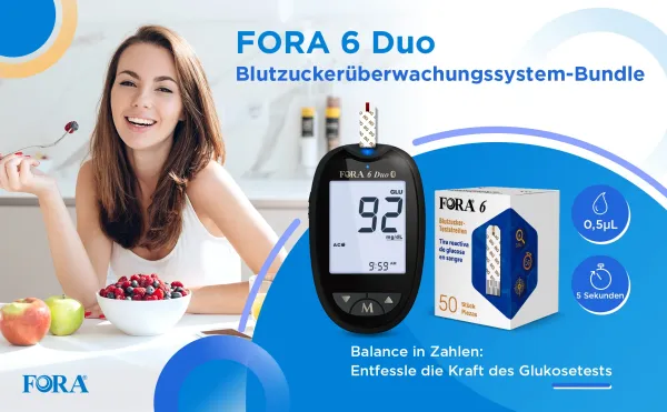 Diabetes-set- FORA 6 Duo mit 50 Blutzucker(BG)-Teststreifen
