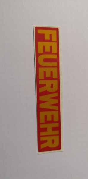 Aufkleber FEUERWRHR 10x2 cm gelb