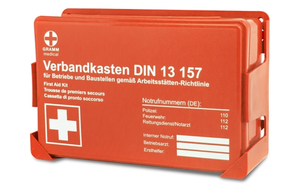 Betriebsverbandkasten DIN 13157:2021 in verschiedenen Farben