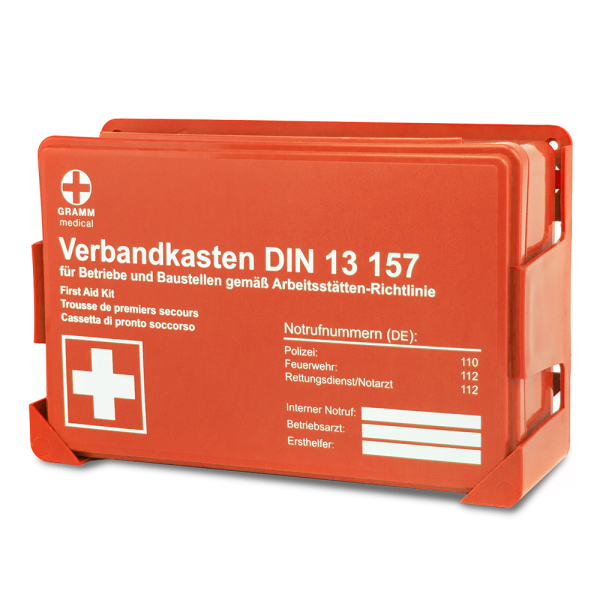 Betriebsverbandkasten MINI + Wandhalterung, orange, DIN 13 157
