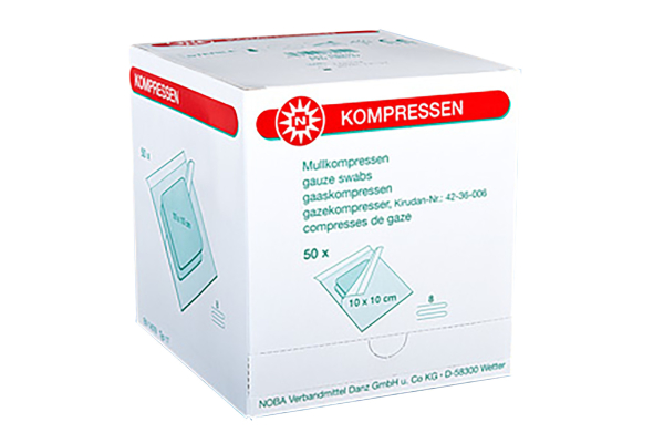 Mullkompresse, steril, 8-fach 10,0 x 10,0 cm (50 Stück)